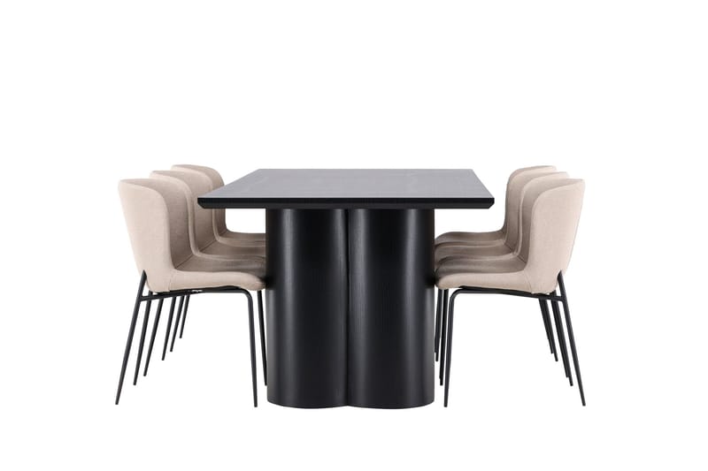 Spisegruppe Venture Home Olivia spisegruppe 210 cm rektangulær med 6 Modesto stole Sort/Beige/Sort - Møbler - Borde - Spisebordssæt