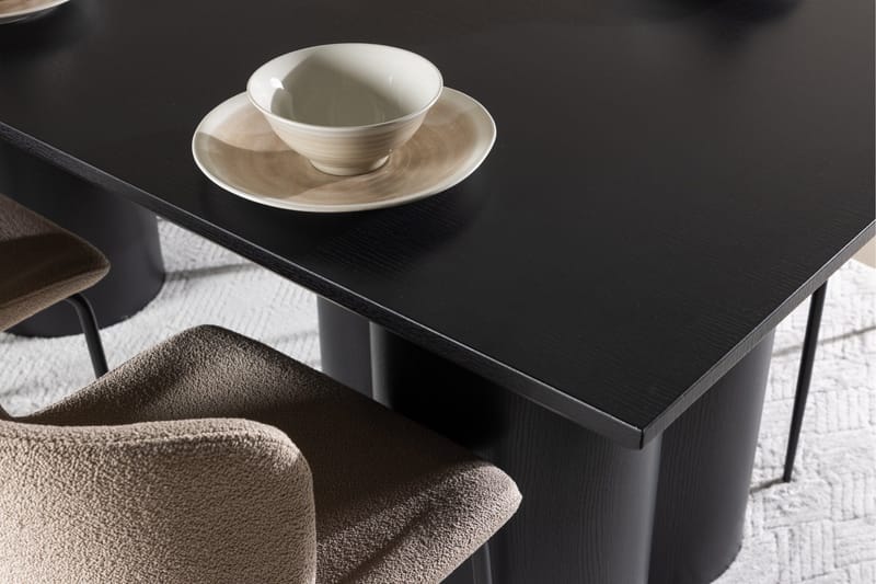 Spisegruppe Venture Home Olivia spisegruppe 210 cm rektangulær med 6 Modesto stole Sort/Beige/Sort - Møbler - Borde - Spisebordssæt