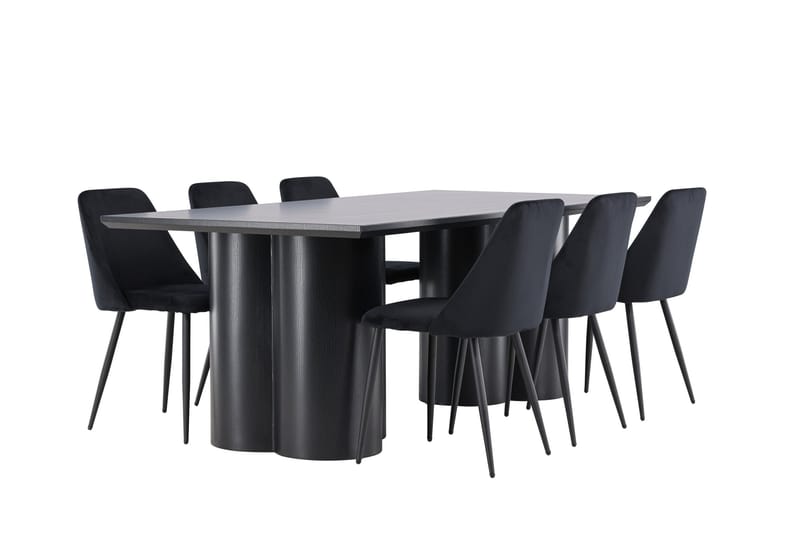 Spisegruppe Venture Home Olivia spisegruppe 210 cm rektangulær med 6 Night stole Sort/Sort/Sort - Møbler - Borde - Spisebordssæt