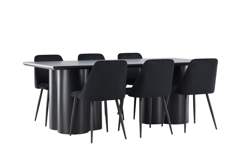 Spisegruppe Venture Home Olivia spisegruppe 210 cm rektangulær med 6 Night stole Sort/Sort/Sort - Møbler - Borde - Spisebordssæt