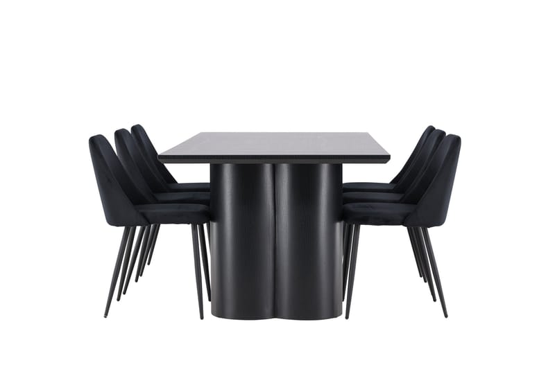 Spisegruppe Venture Home Olivia spisegruppe 210 cm rektangulær med 6 Night stole Sort/Sort/Sort - Møbler - Borde - Spisebordssæt