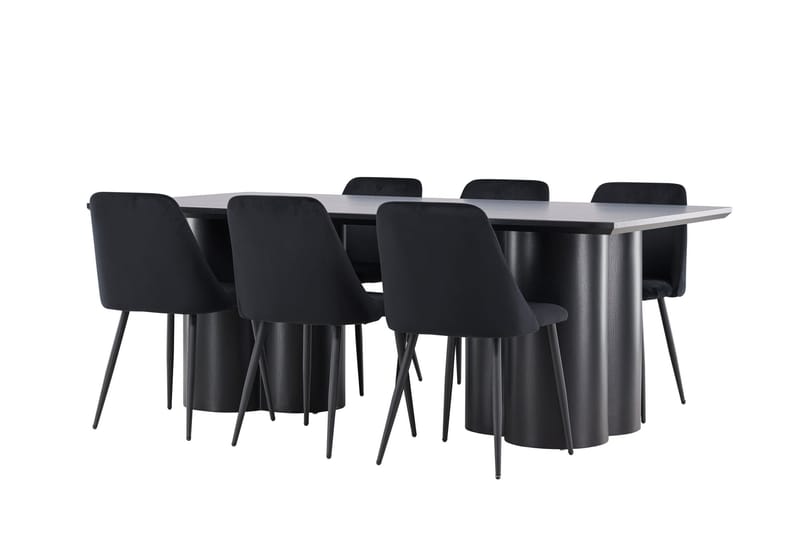 Spisegruppe Venture Home Olivia spisegruppe 210 cm rektangulær med 6 Night stole Sort/Sort/Sort - Møbler - Borde - Spisebordssæt
