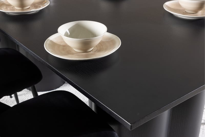 Spisegruppe Venture Home Olivia spisegruppe 210 cm rektangulær med 6 Night stole Sort/Sort/Sort - Møbler - Borde - Spisebordssæt