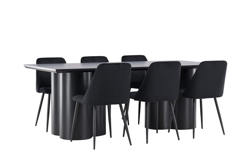 Spisegruppe Venture Home Olivia spisegruppe 210 cm rektangulær med 6 Night stole Sort/Sort/Sort - Møbler - Borde - Spisebordssæt
