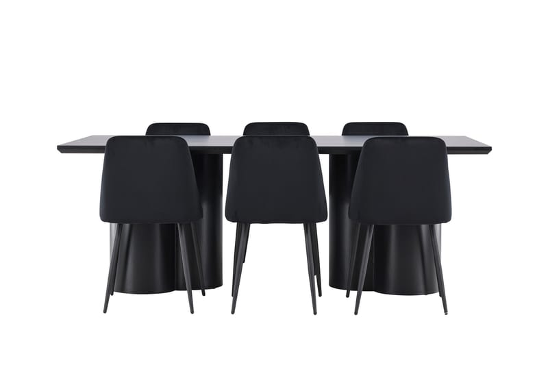 Spisegruppe Venture Home Olivia spisegruppe 210 cm rektangulær med 6 Night stole Sort/Sort/Sort - Møbler - Borde - Spisebordssæt