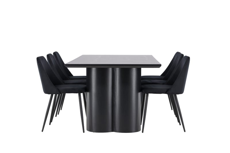 Spisegruppe Venture Home Olivia spisegruppe 210 cm rektangulær med 6 Night stole Sort/Sort/Sort - Møbler - Borde - Spisebordssæt