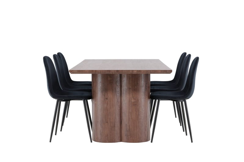Spisegruppe Venture Home Olivia spisegruppe 210 cm rektangulær med 6 Polar-stole Mokka/Sort/Sort - Møbler - Borde - Spisebordssæt
