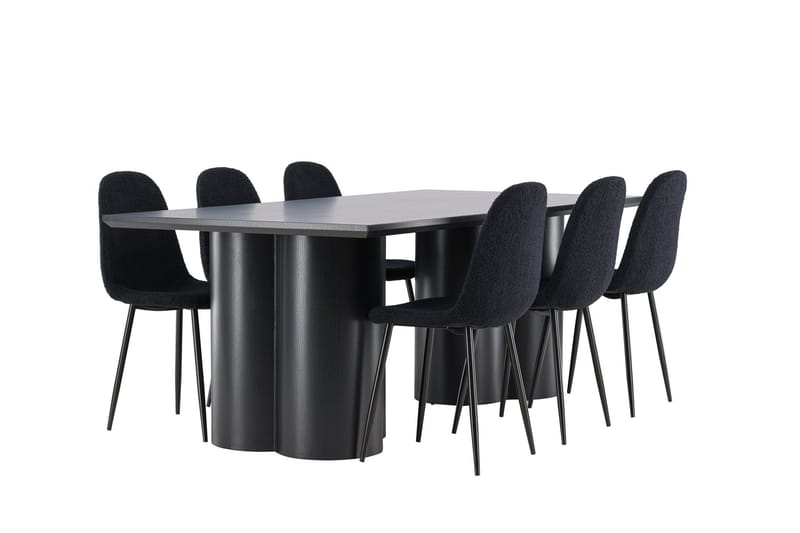 Spisegruppe Venture Home Olivia spisegruppe 210 cm rektangulær med 6 Polar-stole Sort/Sort/Sort - Møbler - Borde - Spisebordssæt