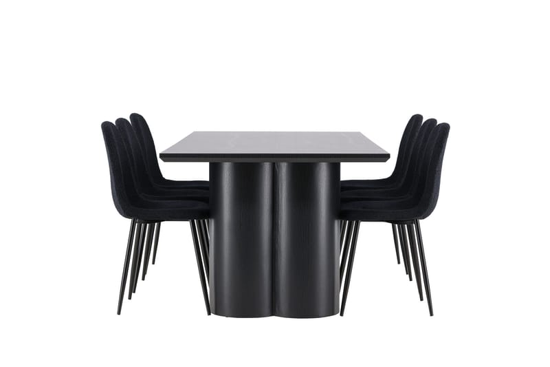 Spisegruppe Venture Home Olivia spisegruppe 210 cm rektangulær med 6 Polar-stole Sort/Sort/Sort - Møbler - Borde - Spisebordssæt
