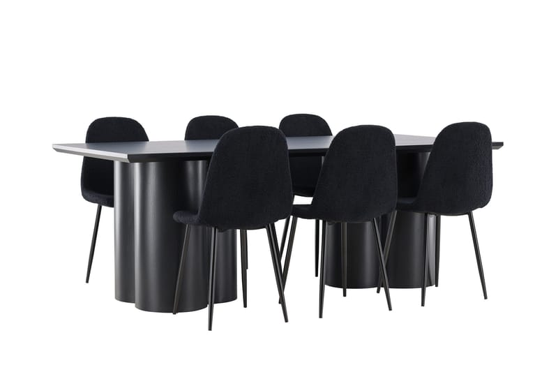 Spisegruppe Venture Home Olivia spisegruppe 210 cm rektangulær med 6 Polar-stole Sort/Sort/Sort - Møbler - Borde - Spisebordssæt