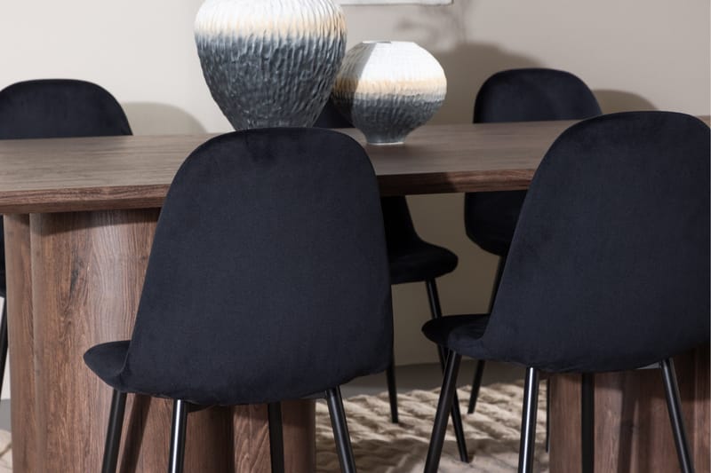 Spisegruppe Venture Home Olivia spisegruppe 210 cm rektangulær med 6 Polar-stole Mokka/Sort/Sort - Møbler - Borde - Spisebordssæt