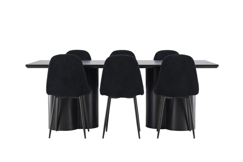 Spisegruppe Venture Home Olivia spisegruppe 210 cm rektangulær med 6 Polar-stole Sort/Sort/Sort - Møbler - Borde - Spisebordssæt