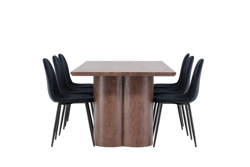 Spisegruppe Venture Home Olivia spisegruppe 210 cm rektangulær med 6 Polar-stole Mokka/Sort/Sort - Møbler - Borde - Spisebordssæt