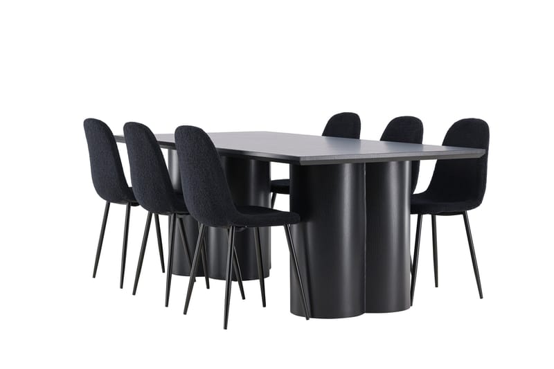 Spisegruppe Venture Home Olivia spisegruppe 210 cm rektangulær med 6 Polar-stole Sort/Sort/Sort - Møbler - Borde - Spisebordssæt