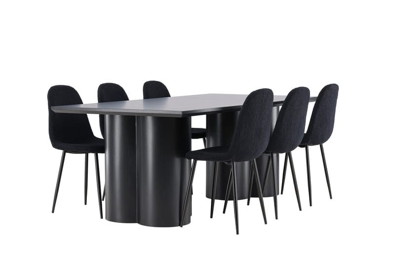 Spisegruppe Venture Home Olivia spisegruppe 210 cm rektangulær med 6 Polar-stole Sort/Sort/Sort - Møbler - Borde - Spisebordssæt