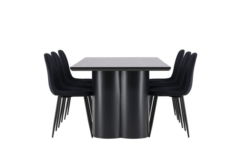 Spisegruppe Venture Home Olivia spisegruppe 210 cm rektangulær med 6 Polar-stole Sort/Sort/Sort - Møbler - Borde - Spisebordssæt