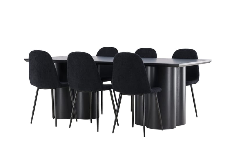 Spisegruppe Venture Home Olivia spisegruppe 210 cm rektangulær med 6 Polar-stole Sort/Sort/Sort - Møbler - Borde - Spisebordssæt