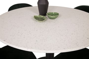 Spisegruppe Venture Home Razzia spisegruppe 106 cm rund med 4 Velvet-stole Sort/Grøn - Møbler - Borde - Spisebordssæt