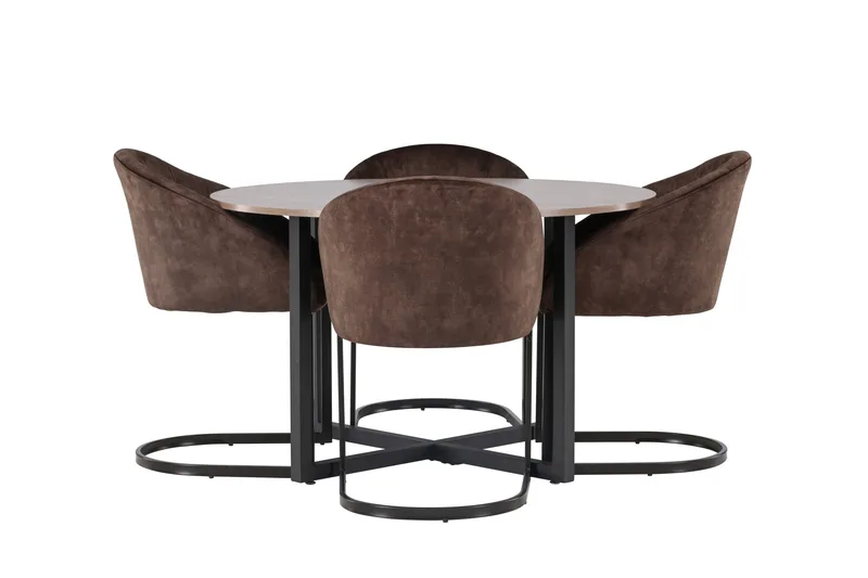 Spisegruppe Venture Home Silar spisegruppe 120 cm rund med 4 Evening-stole Valnød, undefined