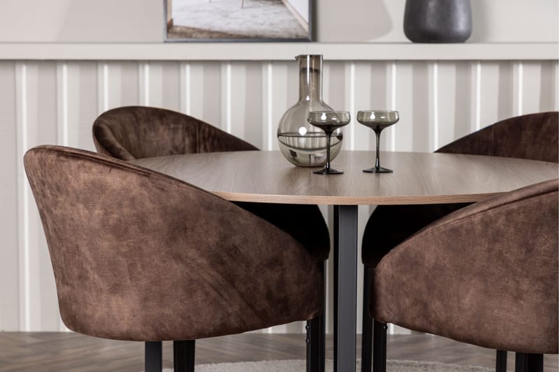 Spisegruppe Venture Home Silar spisegruppe 120 cm rund med 4 Evening-stole Valnød - Møbler - Borde - Spisebordssæt