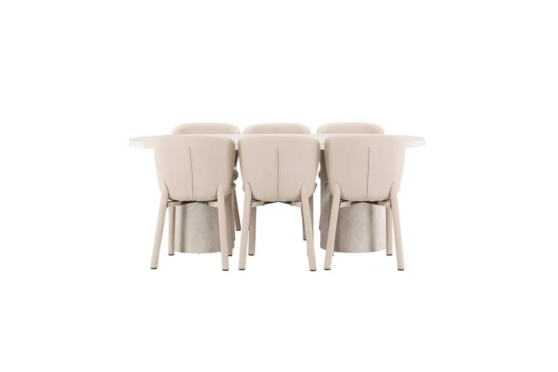 Spisegruppe Venture Home Spisegruppe Venture Home Narvik 100x200 cm beige med 6 stk. Astoria-stole beige Beige, undefined