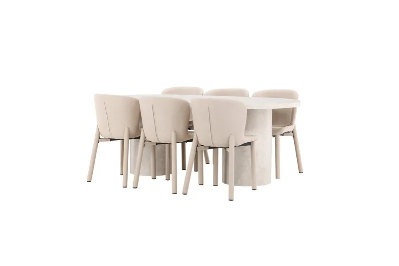 Spisegruppe Venture Home Spisegruppe Venture Home Narvik 100x200 cm beige med 6 stk. Astoria-stole beige Beige - Møbler - Borde - Spisebordssæt