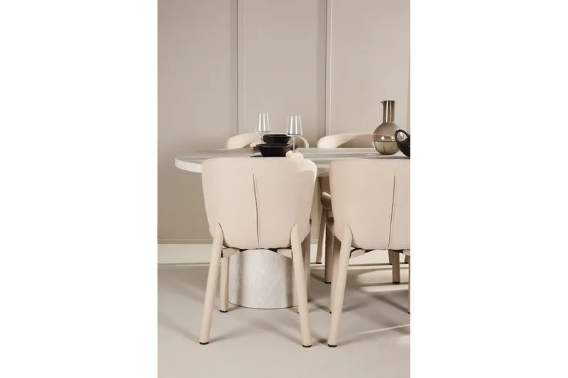 Spisegruppe Venture Home Spisegruppe Venture Home Narvik 100x200 cm beige med 6 stk. Astoria-stole beige Beige - Møbler - Borde - Spisebordssæt