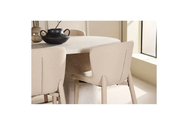 Spisegruppe Venture Home Spisegruppe Venture Home Narvik 100x200 cm beige med 6 stk. Astoria-stole beige Beige - Møbler - Borde - Spisebordssæt