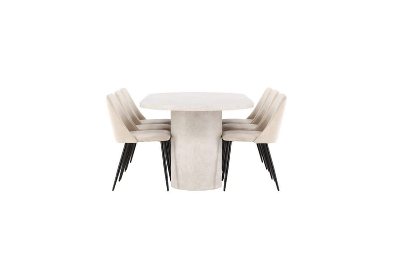 Spisegruppe Venture Home Spisegruppe Venture Home Narvik 100x200 cm Beige med 6 stk. Night-stole Beige - Møbler - Borde - Spisebordssæt