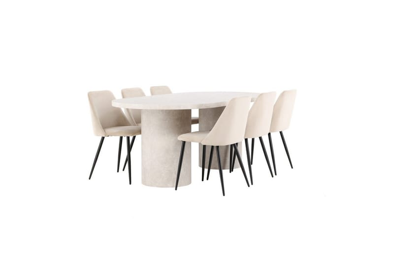 Spisegruppe Venture Home Spisegruppe Venture Home Narvik 100x200 cm Beige med 6 stk. Night-stole Beige - Møbler - Borde - Spisebordssæt