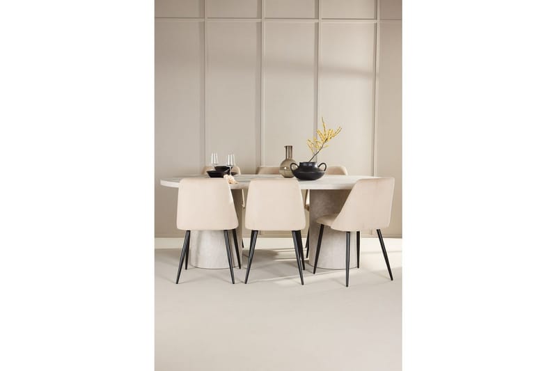 Spisegruppe Venture Home Spisegruppe Venture Home Narvik 100x200 cm Beige med 6 stk. Night-stole Beige - Møbler - Borde - Spisebordssæt