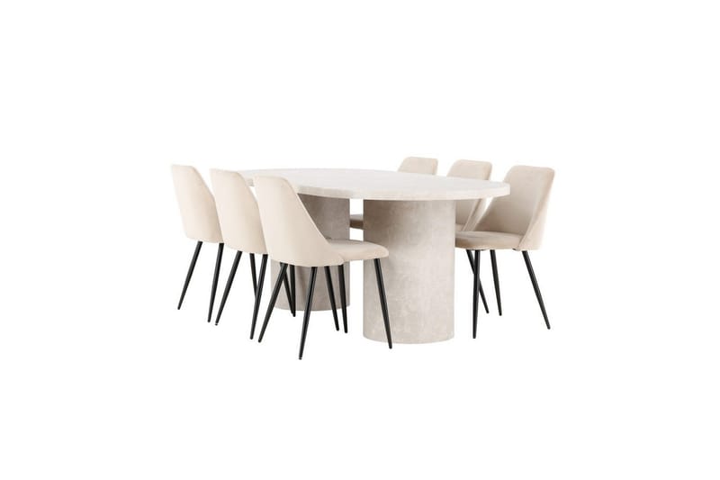 Spisegruppe Venture Home Spisegruppe Venture Home Narvik 100x200 cm Beige med 6 stk. Night-stole Beige - Møbler - Borde - Spisebordssæt