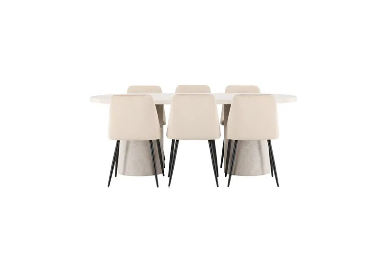 Spisegruppe Venture Home Spisegruppe Venture Home Narvik 100x200 cm Beige med 6 stk. Night-stole Beige, undefined