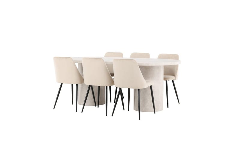 Spisegruppe Venture Home Spisegruppe Venture Home Narvik 100x200 cm Beige med 6 stk. Night-stole Beige - Møbler - Borde - Spisebordssæt