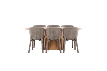 Spisegruppe Venture Home Spisegruppe Venture Home Stjärnö 200x90 cm Natur med 6 stk. Astoria-stole Brun Natur - Møbler - Borde - Spisebordssæt