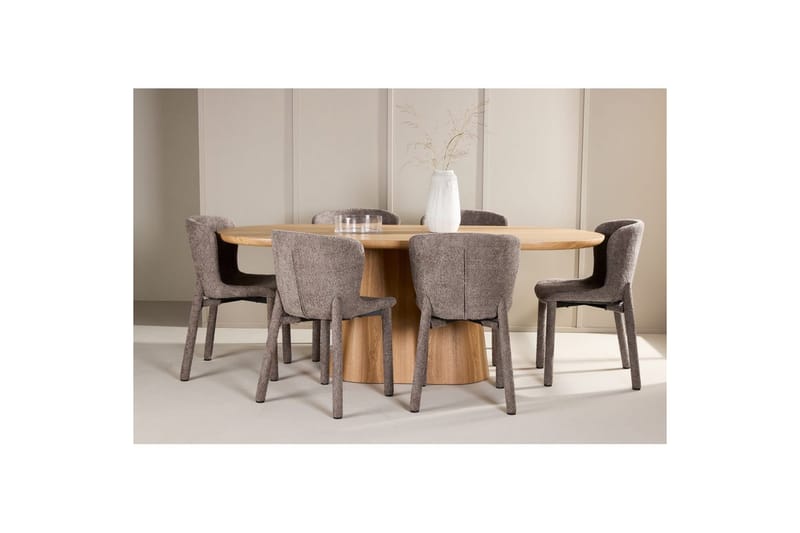 Spisegruppe Venture Home Spisegruppe Venture Home Stjärnö 200x90 cm Natur med 6 stk. Astoria-stole Brun Natur - Møbler - Borde - Spisebordssæt