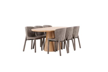 Spisegruppe Venture Home Spisegruppe Venture Home Stjärnö 200x90 cm Natur med 6 stk. Astoria-stole Brun Natur - Møbler - Borde - Spisebordssæt