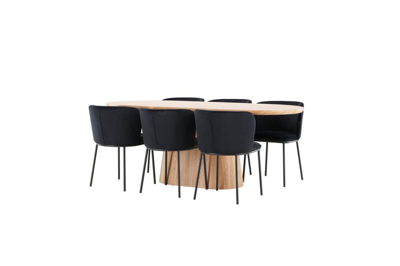 Spisegruppe Venture Home Spisegruppe Venture Home Stjärnö 200x90 cm Natur med 6 stk. Edina-stole Sort Natur - Møbler - Borde - Spisebordssæt