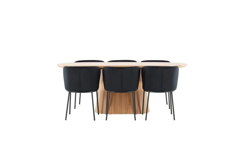 Spisegruppe Venture Home Spisegruppe Venture Home Stjärnö 200x90 cm Natur med 6 stk. Edina-stole Sort Natur, undefined