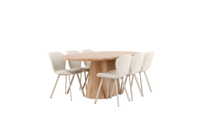 Spisegruppe Venture Home Spisegruppe Venture Home Stjärnö 200x90 cm Natur med 6 stk. Lilja-stole Natur - Møbler - Borde - Spisebordssæt