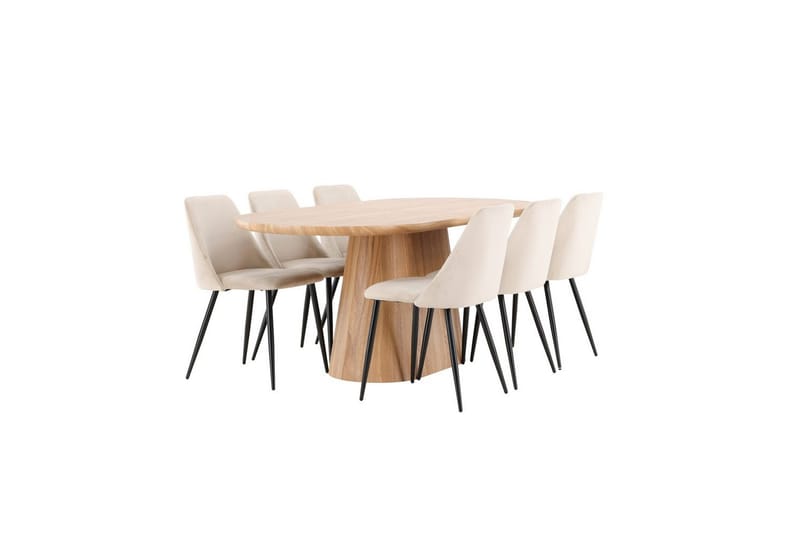 Spisegruppe Venture Home Spisegruppe Venture Home Stjärnö 200x90 cm natur med 6 stk. Night-stole Natur - Møbler - Borde - Spisebordssæt