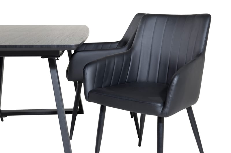 Spisegruppe Venture Home Zarzosa udtrækkelig spisegruppe 160 cm rektangulær med 4 Caspien-stole Sort - Møbler - Borde - Spisebordssæt