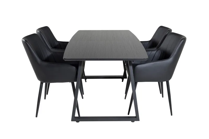 Spisegruppe Venture Home Zarzosa udtrækkelig spisegruppe 160 cm rektangulær med 4 Caspien-stole Sort, undefined