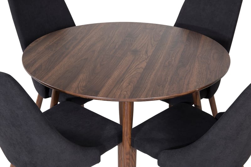 Spisegruppe Venture Home Plaza spisegruppe 100 cm rund med 4 Leone-stole Sort/Natur - Møbler - Borde - Spisebordssæt