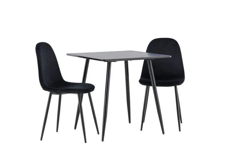 Spisegruppe Venture Home Polar spisegruppe 75 cm kvadratisk med 2 Polar-stole Sort/Sort/Sort, undefined