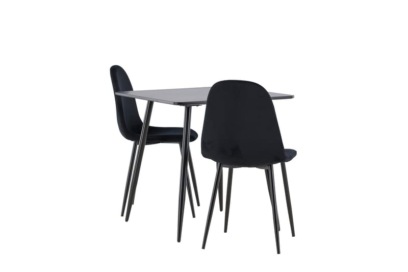 Spisegruppe Venture Home Polar spisegruppe 75 cm kvadratisk med 2 Polar-stole Sort/Sort/Sort - Møbler - Borde - Spisebordssæt