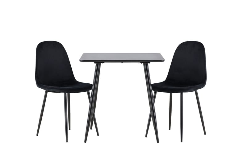 Spisegruppe Venture Home Polar spisegruppe 75 cm kvadratisk med 2 Polar-stole Sort/Sort/Sort - Møbler - Borde - Spisebordssæt