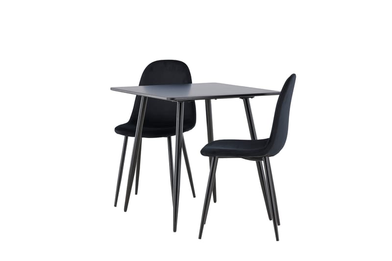 Spisegruppe Venture Home Polar spisegruppe 75 cm kvadratisk med 2 Polar-stole Sort/Sort/Sort - Møbler - Borde - Spisebordssæt