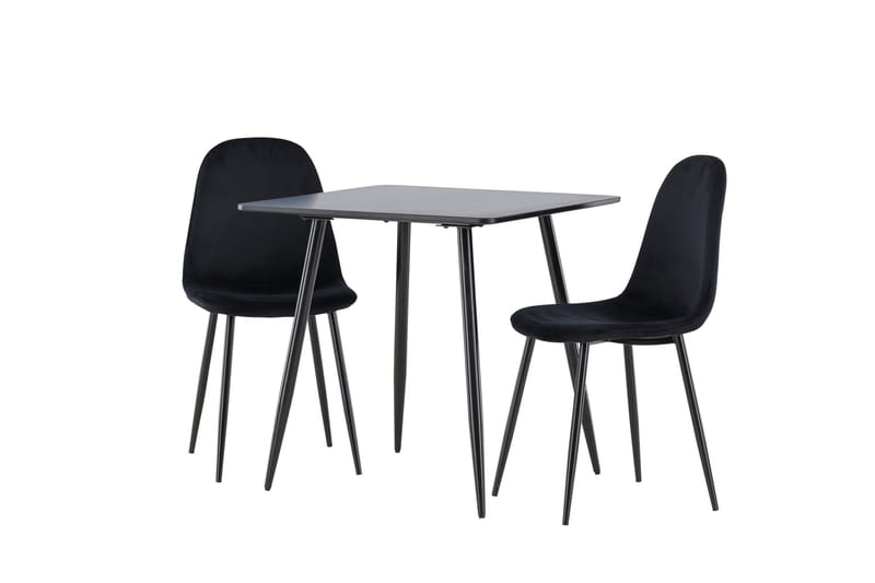 Spisegruppe Venture Home Polar spisegruppe 75 cm kvadratisk med 2 Polar-stole Sort/Sort/Sort - Møbler - Borde - Spisebordssæt