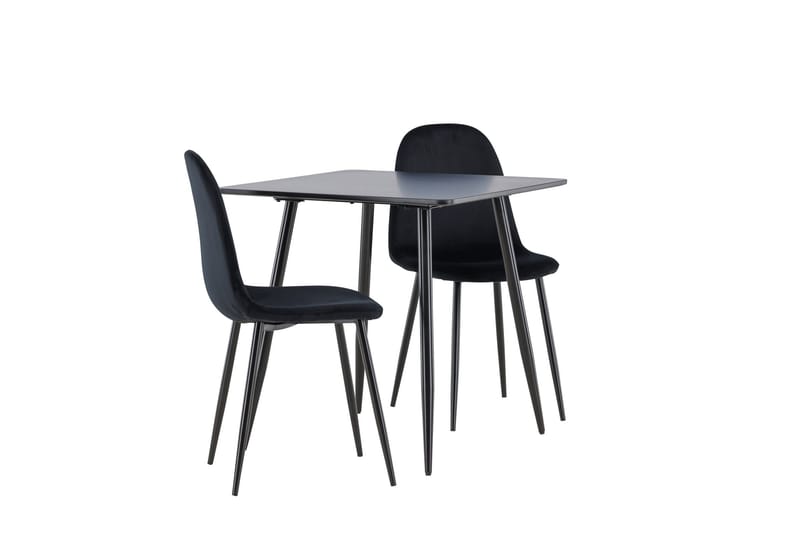 Spisegruppe Venture Home Polar spisegruppe 75 cm kvadratisk med 2 Polar-stole Sort/Sort/Sort - Møbler - Borde - Spisebordssæt
